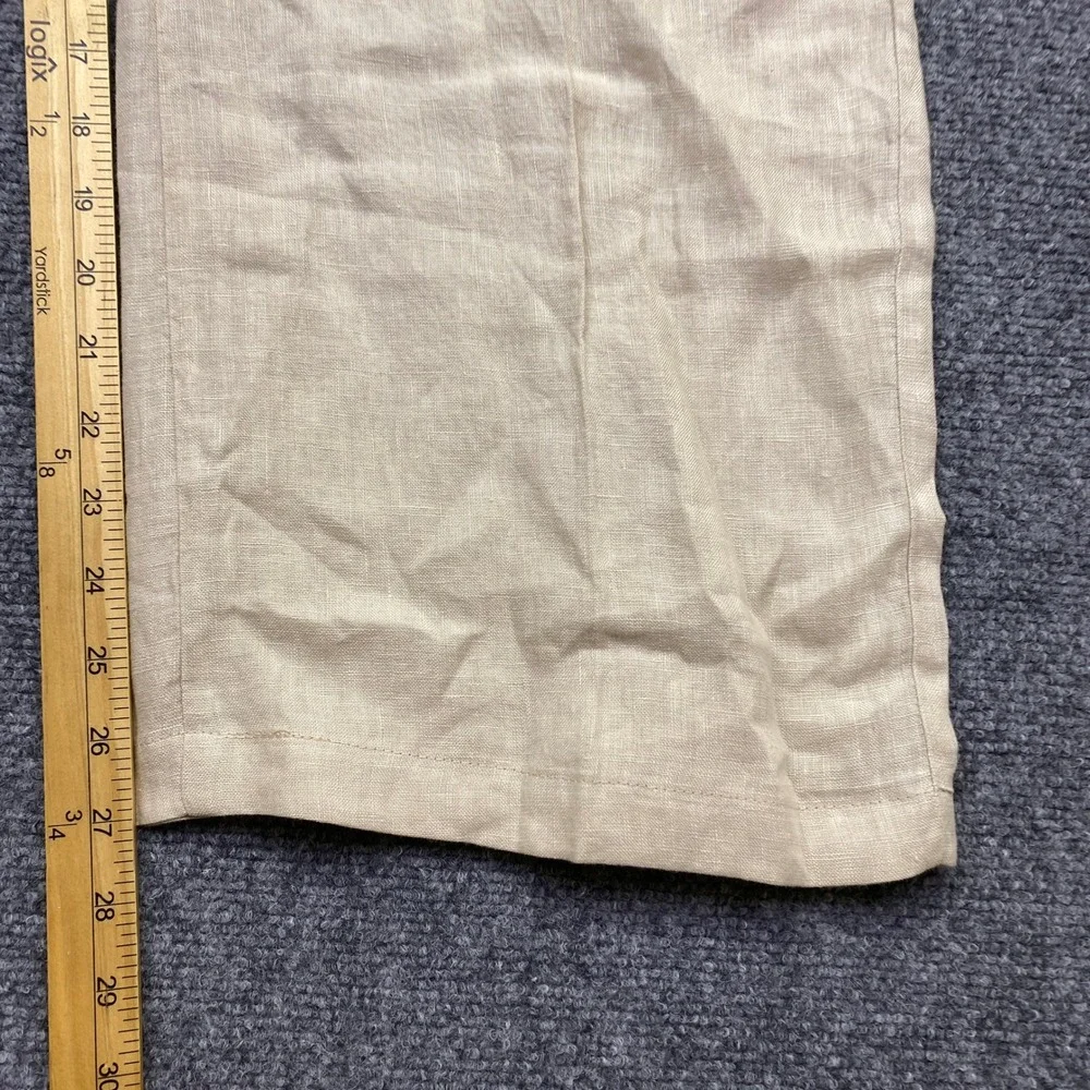 Zara Womens Beige Linen High Waisted Wide Leg Pants Size S Boho Preppy Tropical